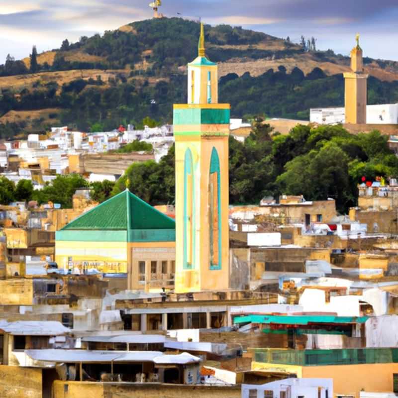 A bustling scene unfolds in the heart of the Medina of Fez, Morocco, as a group of four adventuring spirits immerse themselves in the vibrant tapestry of sights, sounds, and scents during their whirlwind 24-hour spring sojourn.