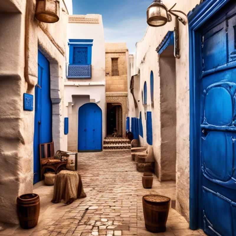 A solo traveler gazing out at the vibrant blue waters of the Atlantic Ocean from Essaouira's ancient ramparts, soaking in the tranquil beauty of this Moroccan coastal gem during a transition between winter and spring.