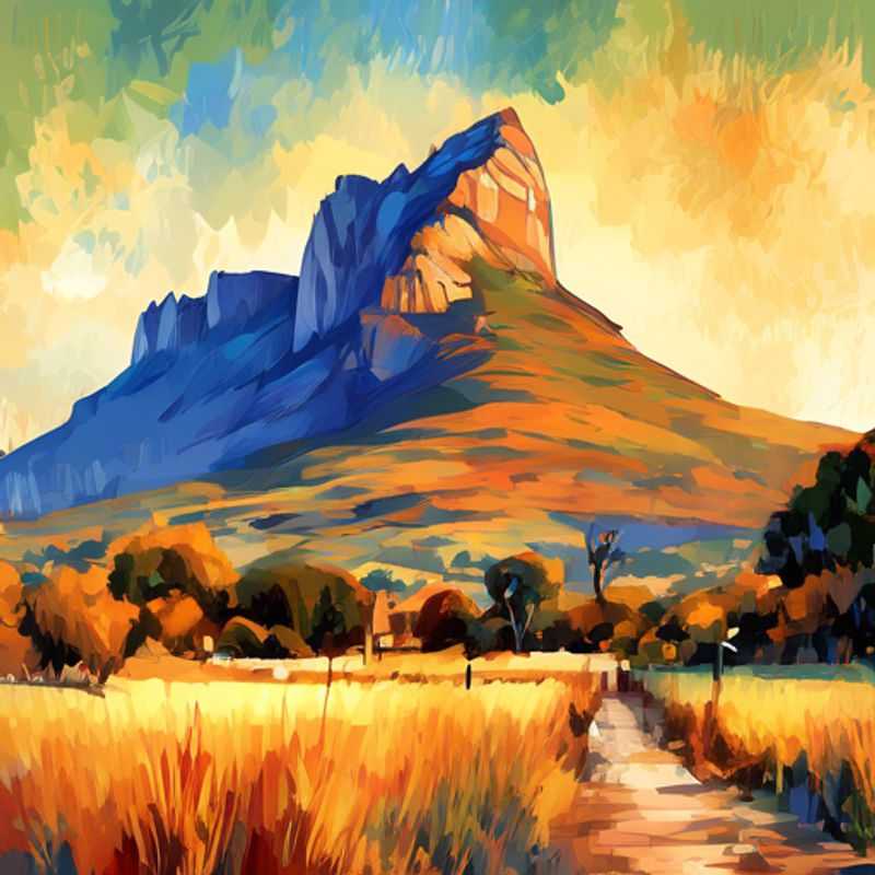 A family of four, awestruck by the towering grandeur of Cathedral Peak, South Africa,
