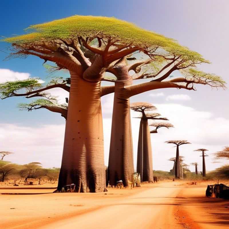 Imponente avenida de baobabs en Madagascar al atardecer.