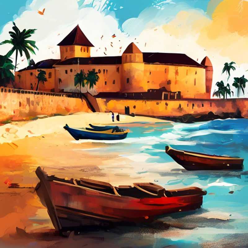 El Castillo de Elmina, Ghana: Imponente fortaleza histórica que refleja la trágica historia de la trata transatlántica de esclavos.