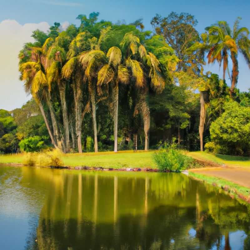 A couple strolls hand-in-hand through the lush greenery of Entebbe Botanical Garden in Uganda, surrounded by vibrant flora and exotic birdlife, during their tranquil 2-week winter retreat.