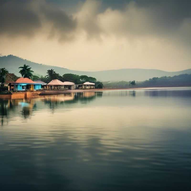 Le lac Volta, Ghana : un vaste réservoir d'eau douce au cœur du Ghana.