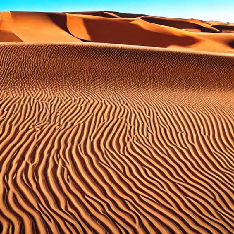 Stunning panoramic view of the majestic Merzouga dunes in Morocco, illustrating the breathtaking beauty and vastness of the landscape, highlighting the importance of safety precautions during travel.