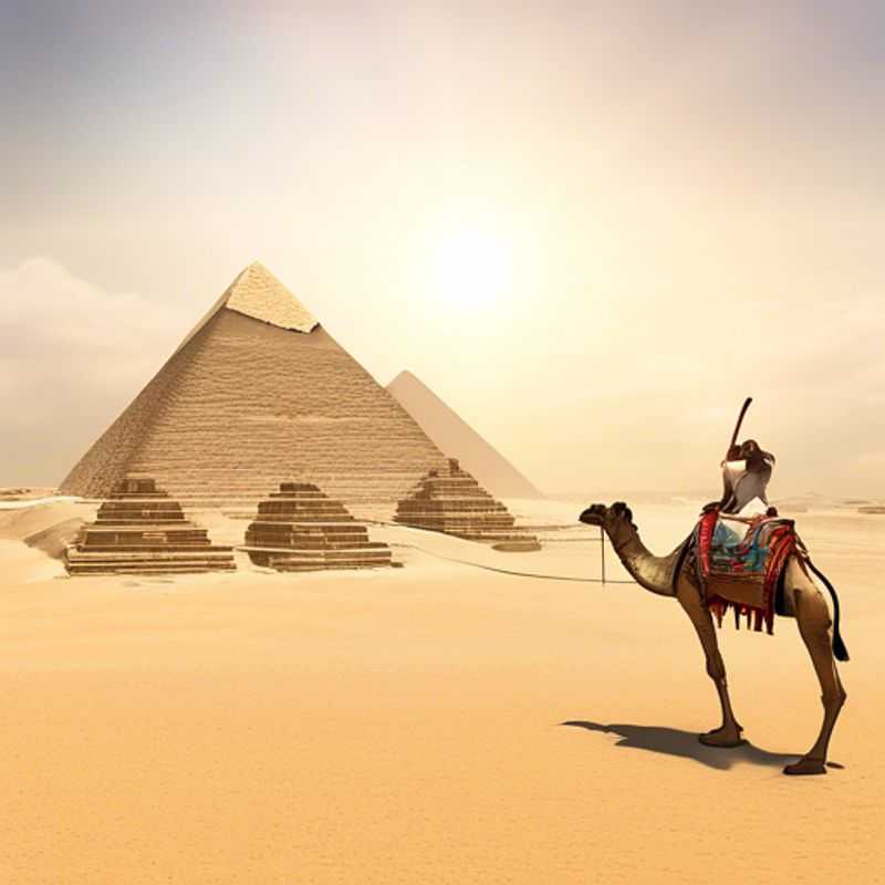 The majestic Pyramids of Giza, Egypt, standing as silent sentinels of ancient history and engineering marvels.