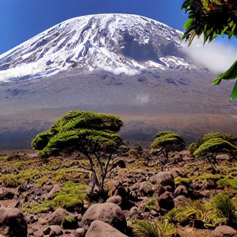 Le majestueux Mont Kilimandjaro, point culminant de l'Afrique, dominant la savane.