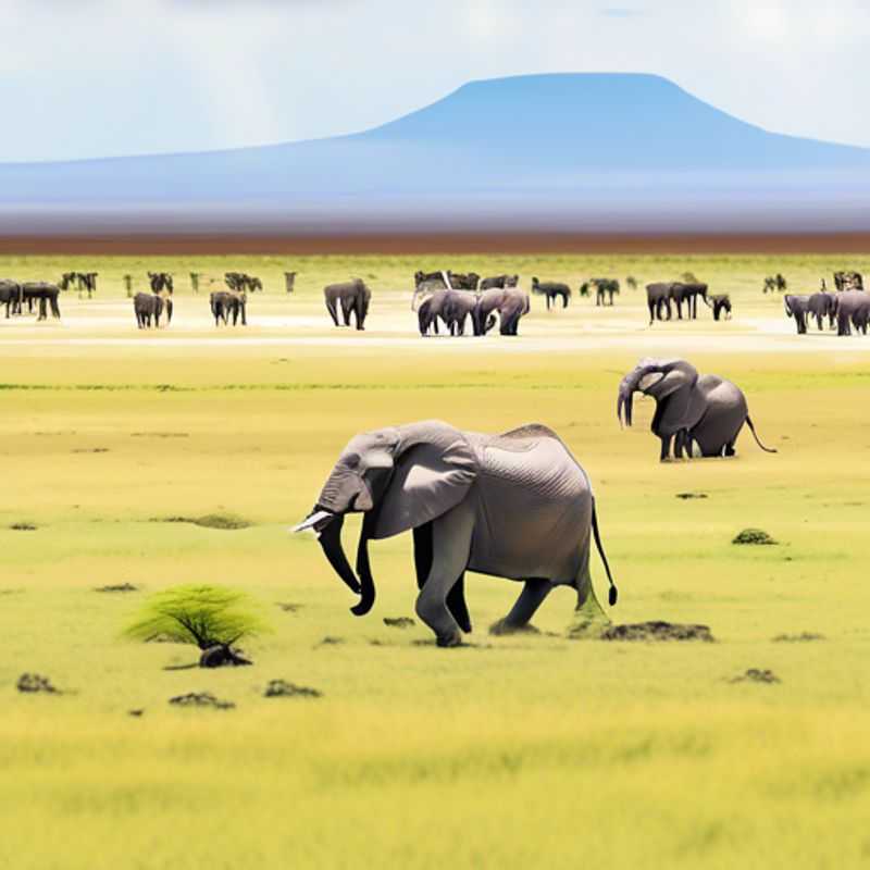 Le parc national d'Amboseli, Kenya : éléphants majestueux au pied du Kilimandjaro.