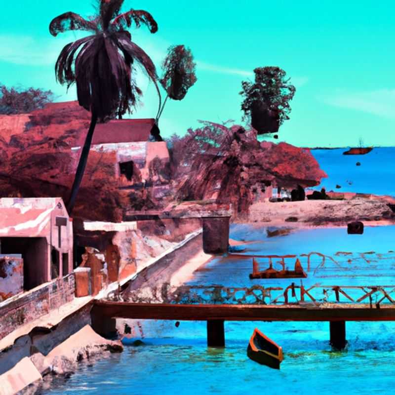 Four intrepid travelers exploring the somber yet significant Door of No Return on Gorée Island, Senegal, a poignant reminder of the horrors of the transatlantic slave trade, during their two-week summer sojourn.