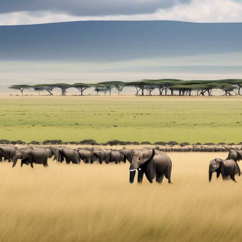 Un acogedor matrimonio de ecoturistas maravillándose ante la imponente caldera del Ngorongoro, un oasis de vida silvestre en las tierras altas de Tanzania, durante su aventura estival.