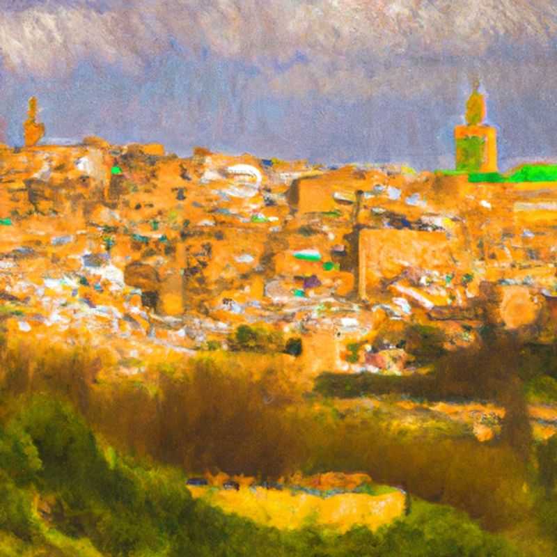 A bustling scene unfolds in the heart of the Medina of Fez, Morocco, as a group of four adventuring spirits immerse themselves in the vibrant tapestry of sights, sounds, and scents during their whirlwind 24-hour spring sojourn.