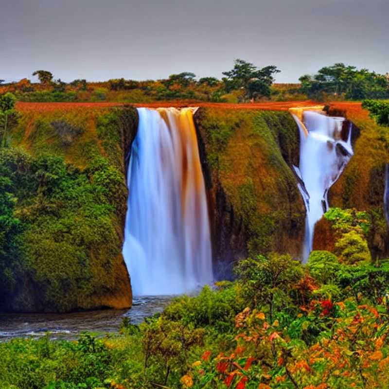 Les chutes Murchison en pleine splendeur estivale au Parc National de Murchison Falls, Ouganda.