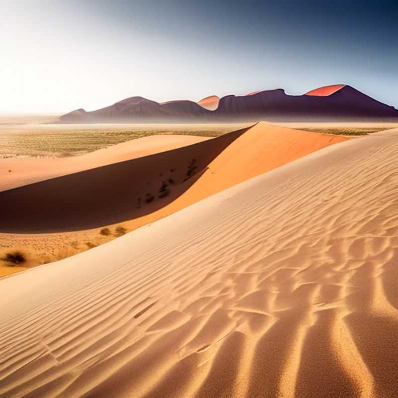 L'aventurier et sa compagne se tiennent au sommet d'une dune de sable rouge à Sossusvlei, en Namibie, admirant le paysage désertique à couper le souffle pendant leur excursion d'une journée printanière.