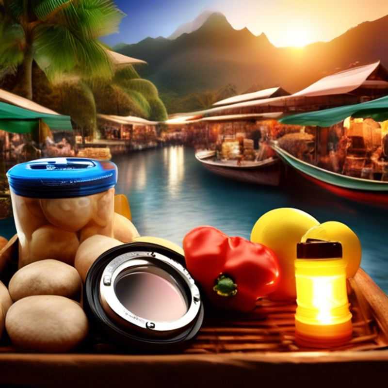 A close-up shot of a powerful headlamp with spare batteries, ready for any adventure.