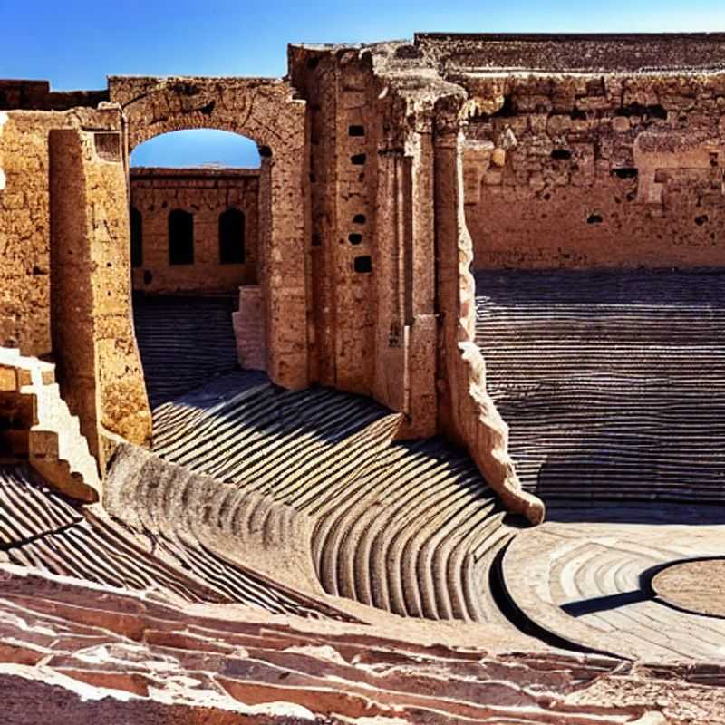 Колоссальный амфитеатр Эль-Джем в Тунисе в летний день.