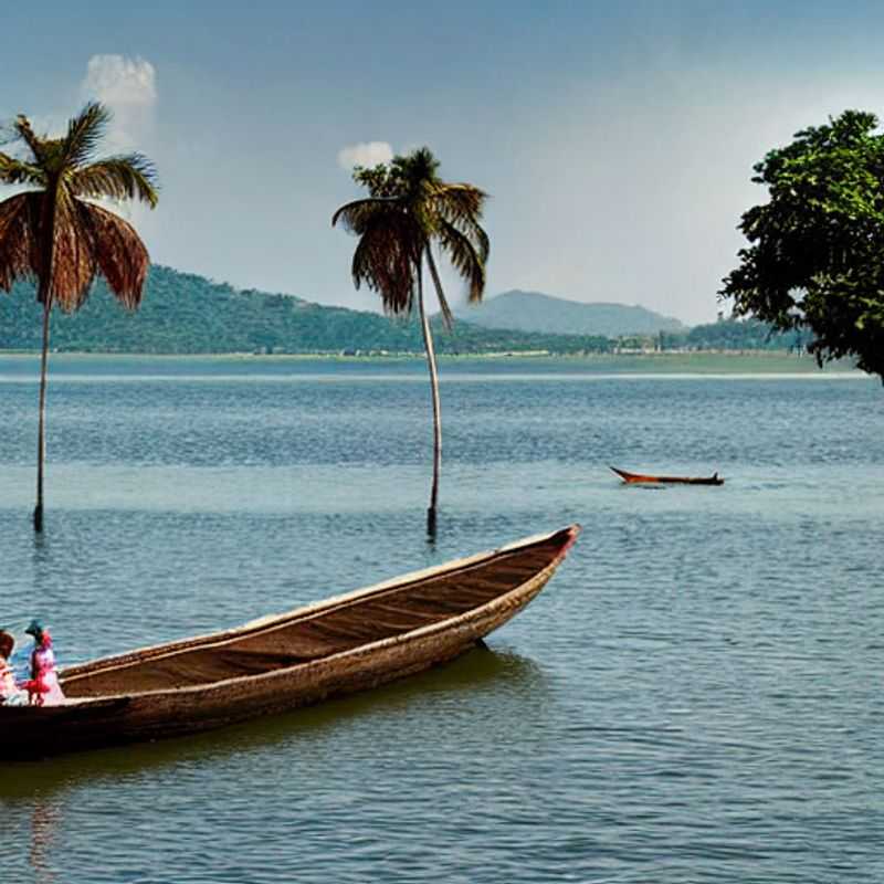 El Lago Volta, Ghana, un impresionante paisaje acuático bajo el sol estival.
