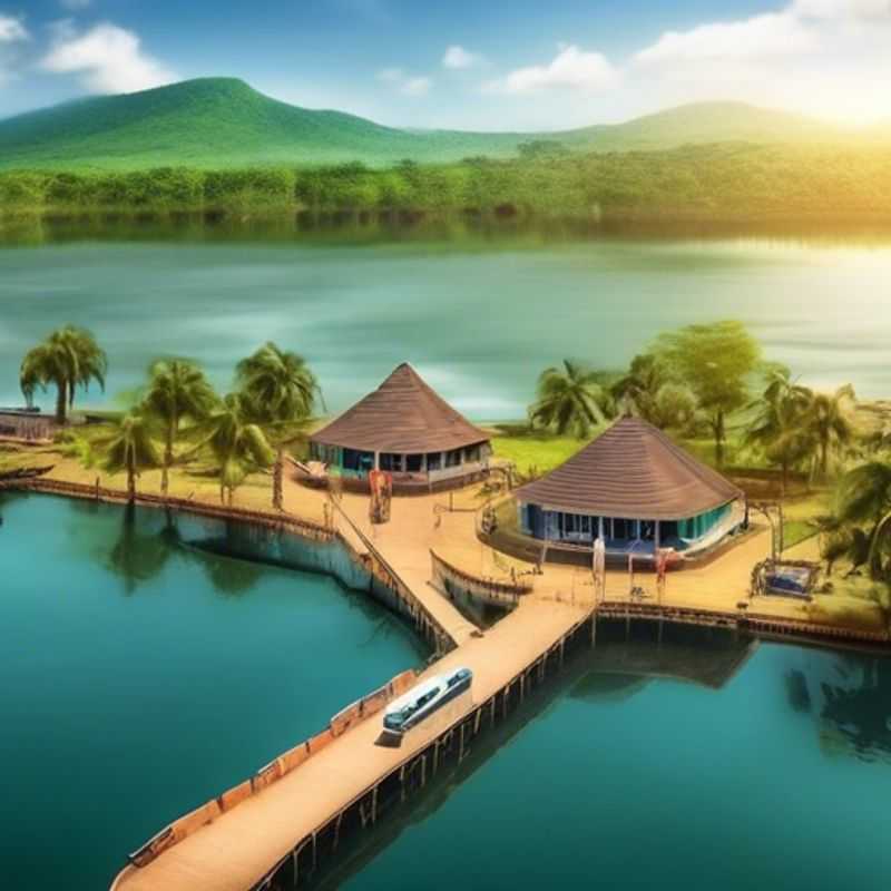 Le lac Volta, Ghana : un vaste réservoir d'eau douce offrant des paysages magnifiques et une riche biodiversité.