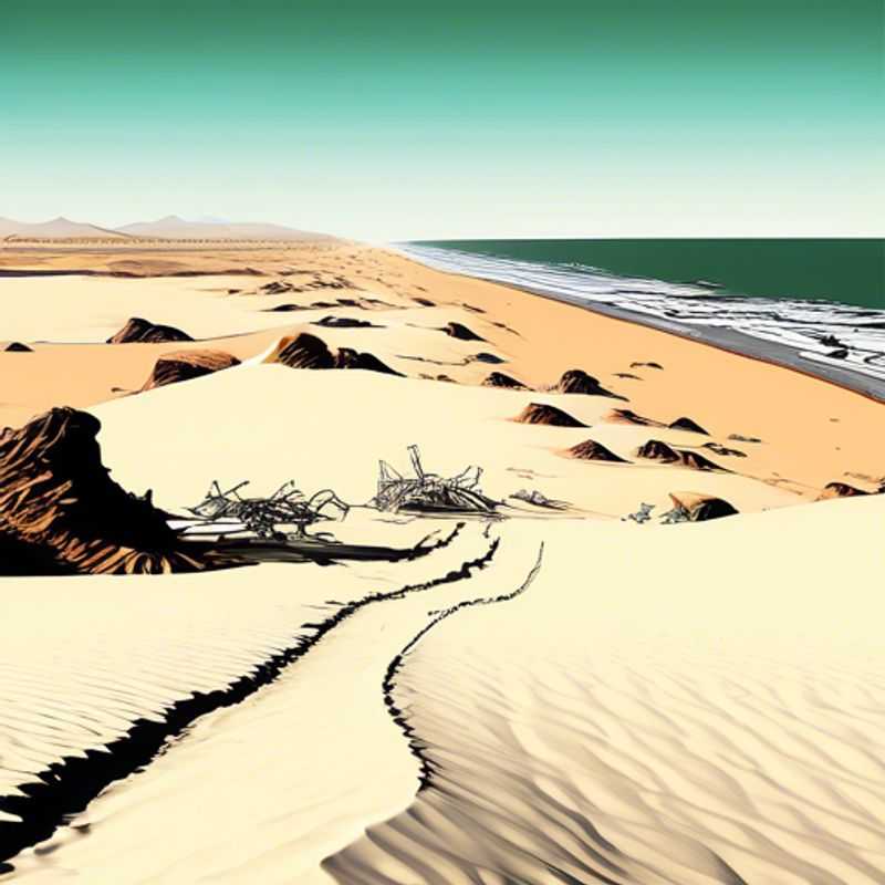 Une famille, comprenant des enfants, de The Business Traveler, admirant les paysages sauvages et mystérieux de la Côte des Squelettes en Namibie lors de leur escapade hivernale.