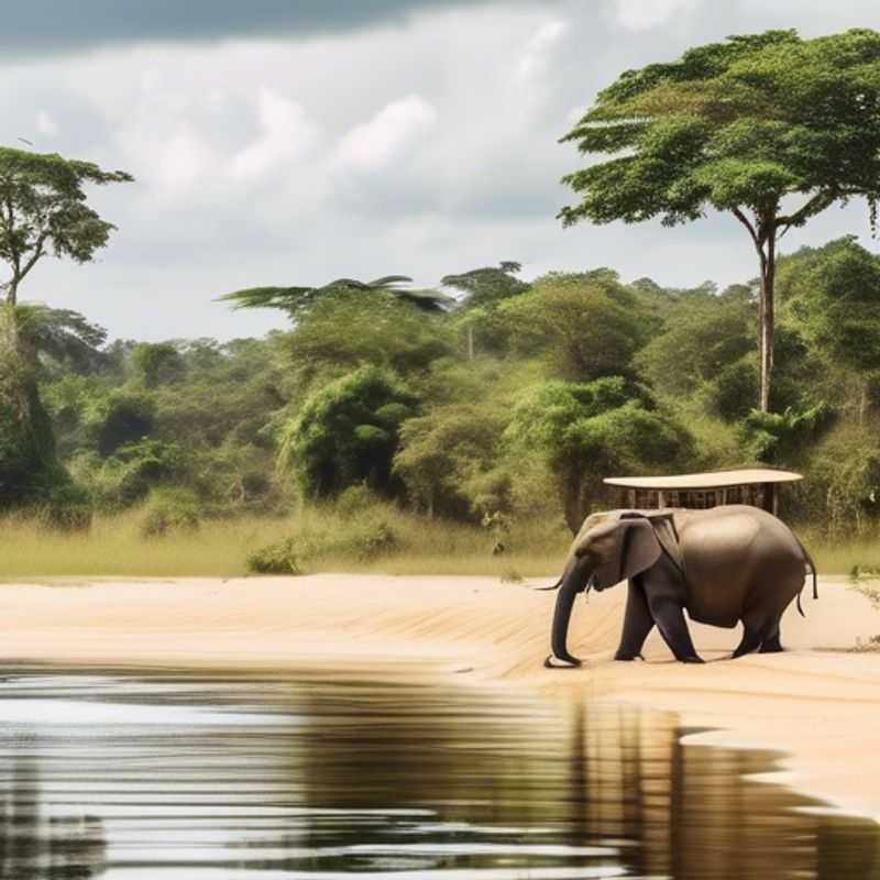 Un voyageur solitaire profitant de la vue imprenable sur la savane africaine et l'océan Atlantique depuis le parc national de Loango au Gabon, une expérience luxueuse et inoubliable entre l'hiver et le printemps.