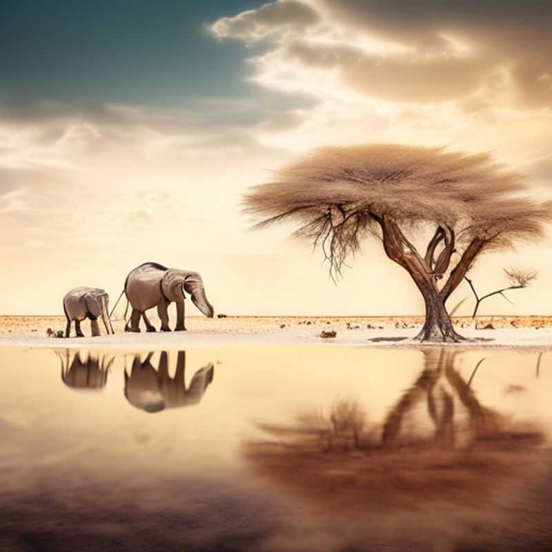Dos parejas exploran la vasta extensión del Parque Nacional Etosha, Namibia, bajo el sol radiante del verano, buscando los impresionantes animales salvajes que habitan este santuario de la naturaleza.