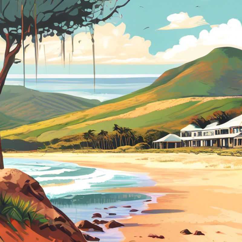 Espectacular vista de Cabo Vidal, Sudáfrica: aguas cristalinas, exuberante vegetación y la promesa de una aventura inolvidable.