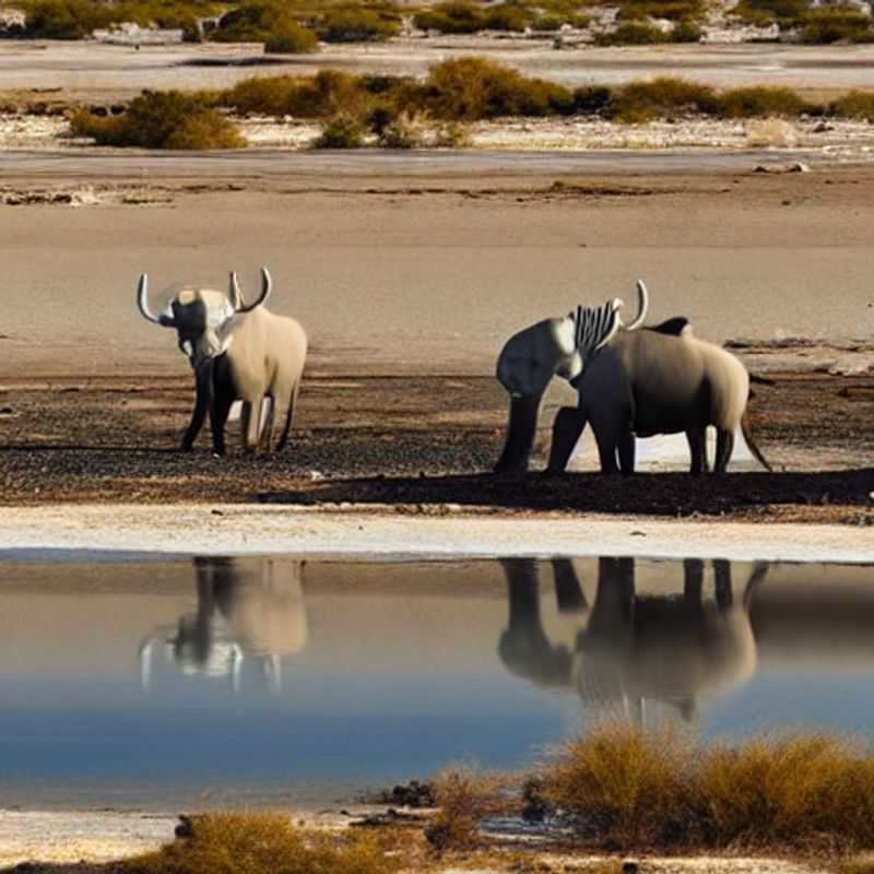 Parque Nacional Etosha, Namibia: Impresionante paisaje africano con animales salvajes.
