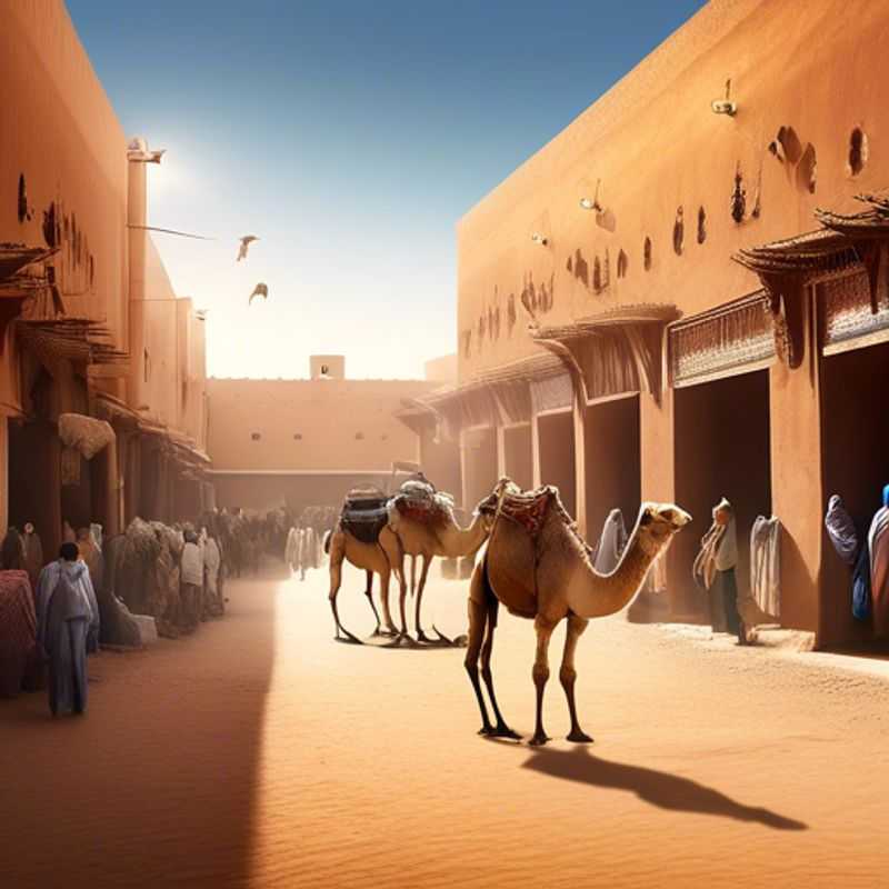 Le marché aux chameaux animé de Guelmim, Maroc : un spectacle vibrant de couleurs, de sons et de traditions.