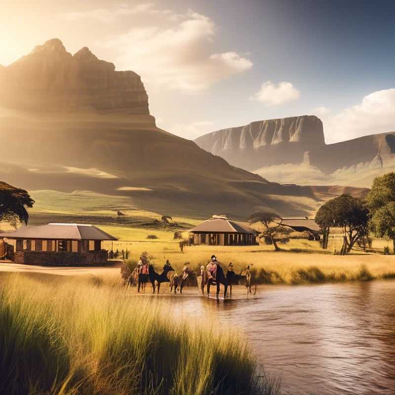Here are a few options for alt text in Portuguese for an image of the Drakensberg Mountains in South Africa, each with a slightly different emphasis: