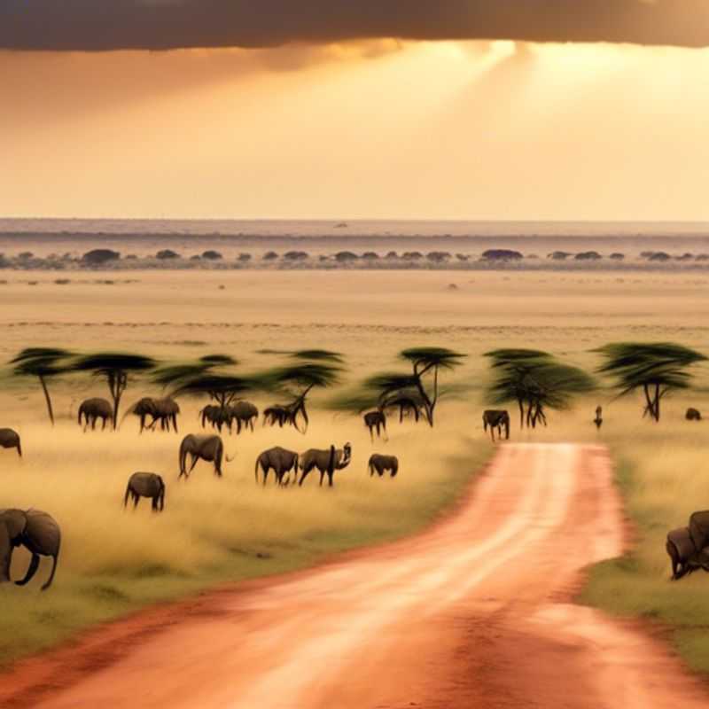Deux couples explorant la beauté sauvage du parc national de Nairobi, au Kenya, pendant leur voyage d'hiver de deux semaines, avec les majestueux animaux africains en toile de fond.