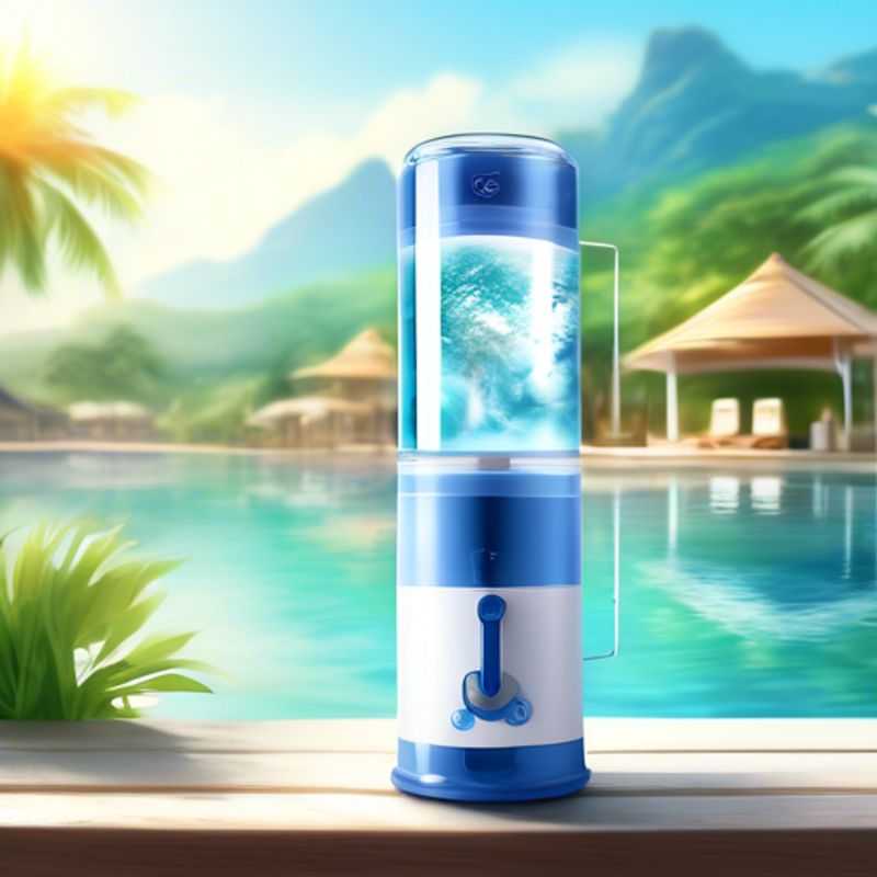 A compact and portable water purifier or filtration system, ready to provide clean and safe drinking water on the go.