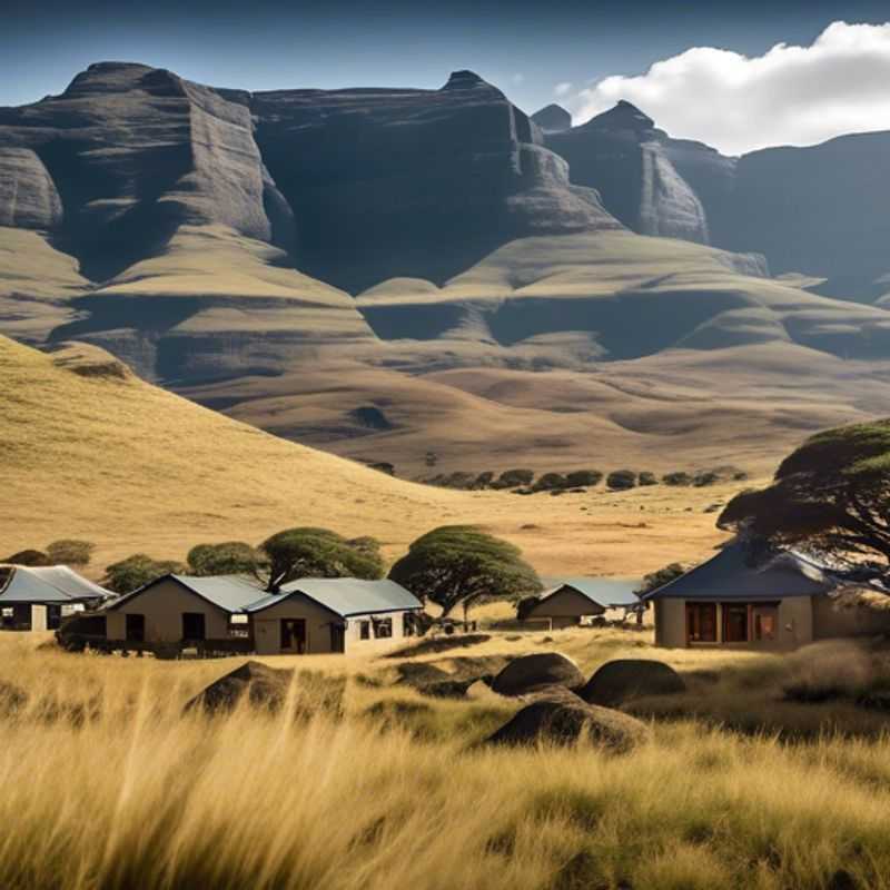 Um viajante solo, O Aventureiro, explorando a majestosa paisagem das Terras Altas de Lesoto, Lesoto, durante sua jornada de 3 semanas nesta região durante o outono.