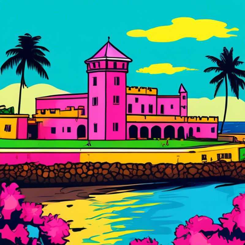 El Castillo de Elmina, Ghana: Imponente fortaleza que refleja la trágica historia de la trata transatlántica de esclavos, pero también la resiliencia y rica cultura de Ghana.