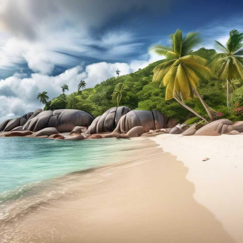 The Weekend Traveler stands in awe before the lush, verdant hills and turquoise waters of Mahé Island, Seychelles, a tropical paradise that unfolds its secrets to the intrepid solo explorer during the enchanting autumn season.