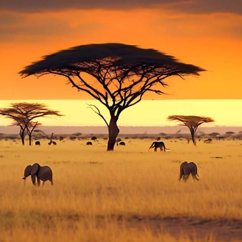 Two couples, The Cultural Explorer, embark on an unforgettable safari adventure in Tanzania's Serengeti National Park during the vibrant fall season. Witness the raw beauty of the African wilderness, with golden grasslands stretching as far as the eye can see, teeming with wildlife.