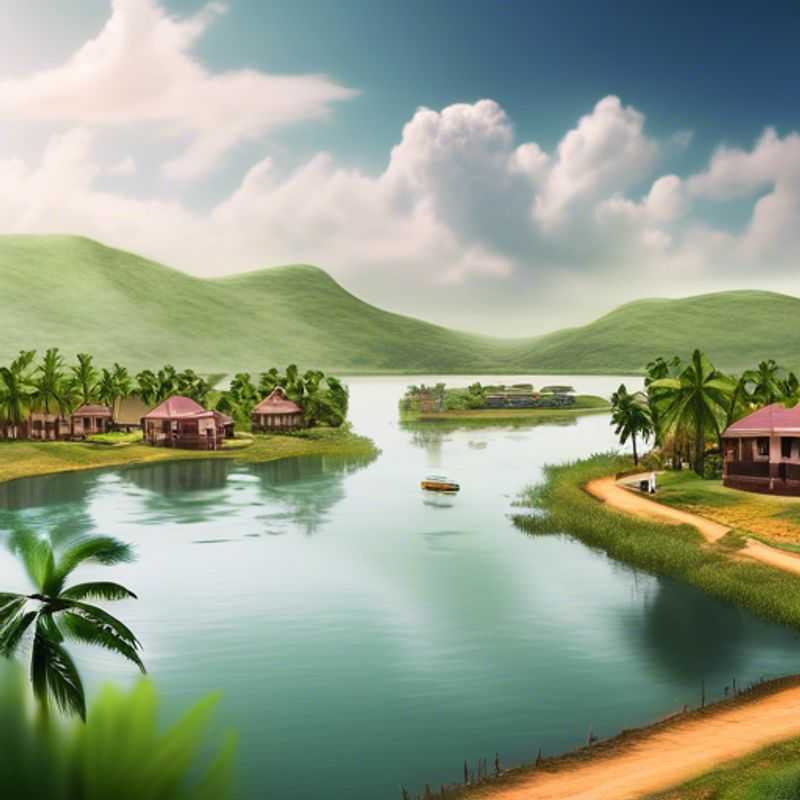 Le lac Volta, Ghana : un vaste réservoir d'eau douce offrant des paysages magnifiques et une riche biodiversité.