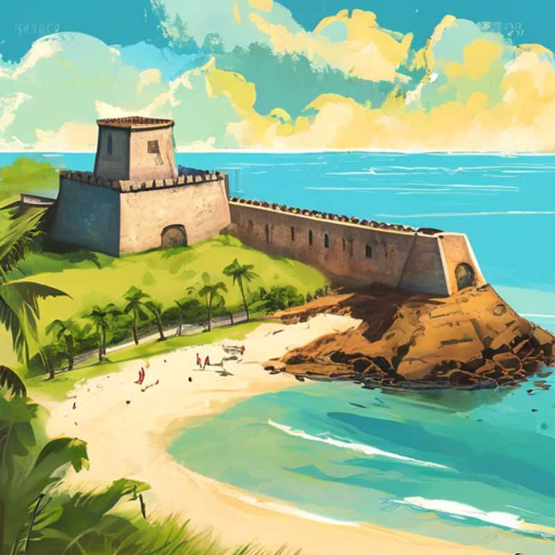 The imposing São Sebastião Fortress in Mozambique, a testament to Portuguese colonial history, overlooking the Indian Ocean.