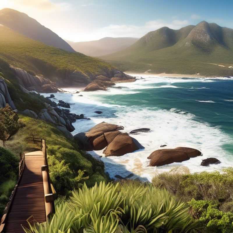 Casal de aventureiros apreciando a majestosa paisagem do Parque Nacional de Tsitsikamma, na África do Sul, durante sua escapada primaveril como viajantes de última hora.