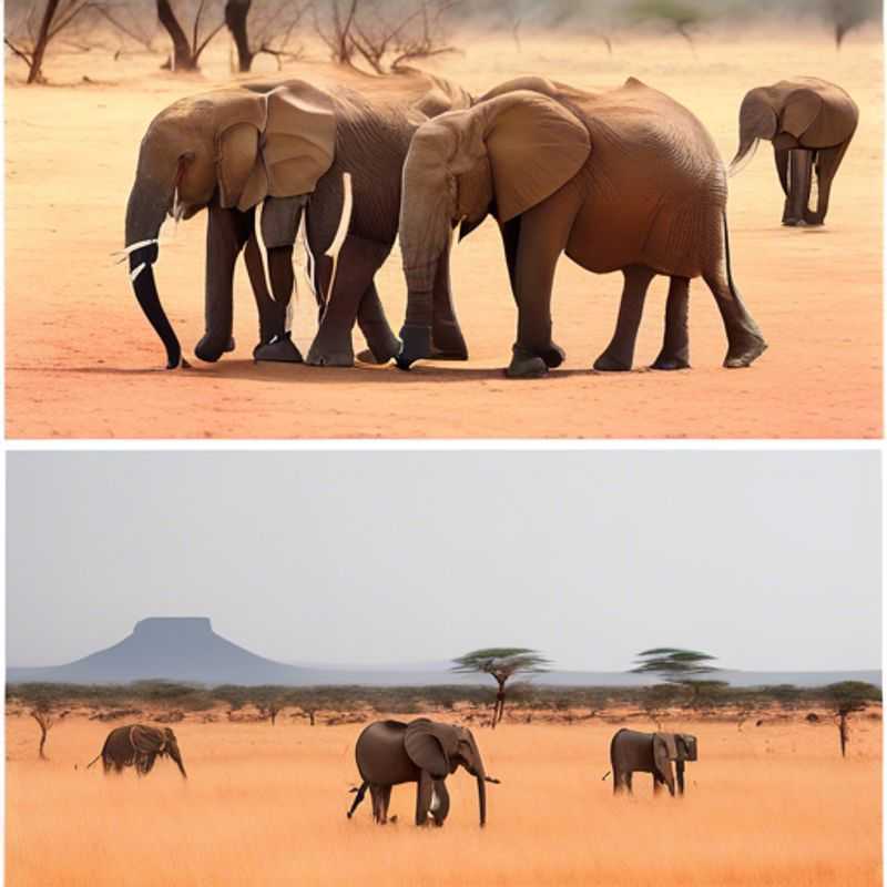 Deux couples observant avec émerveillement les majestueux éléphants traversant la savane du parc national de Tsavo, au Kenya, lors de leur aventure en tant que Social Media Traveler durant la saison entre l'été et l'automne.