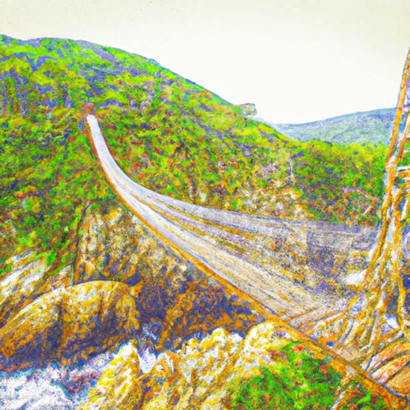 A solitary figure stands on a suspension bridge, surrounded by the lush greenery of Tsitsikamma National Park in South Africa during springtime, embracing the solitude and tranquility of nature's embrace on a week-long solo journey.
