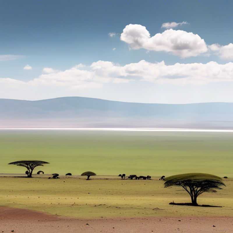 Un acogedor matrimonio de ecoturistas maravillándose ante la imponente caldera del Ngorongoro, un oasis de vida silvestre en las tierras altas de Tanzania, durante su aventura estival.