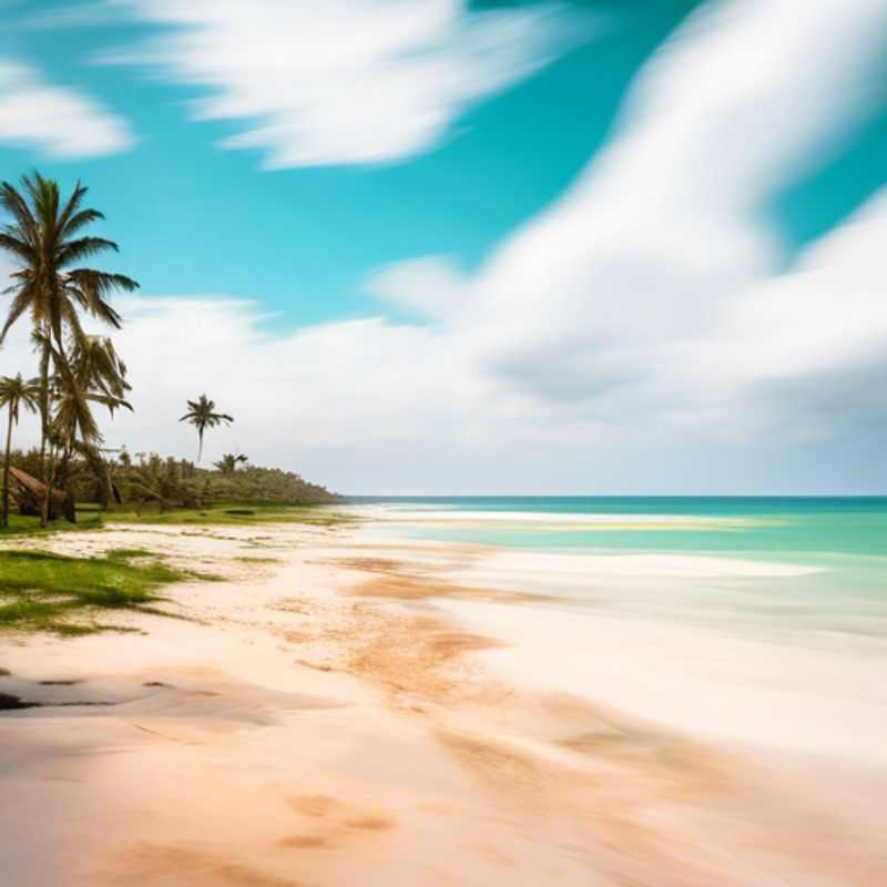 A solo traveler from The Group Traveler exploring the sun-kissed shores of Diani Beach in Kenya, where the crystal-clear turquoise waters and swaying palm trees create a tropical oasis during her spring adventure.
