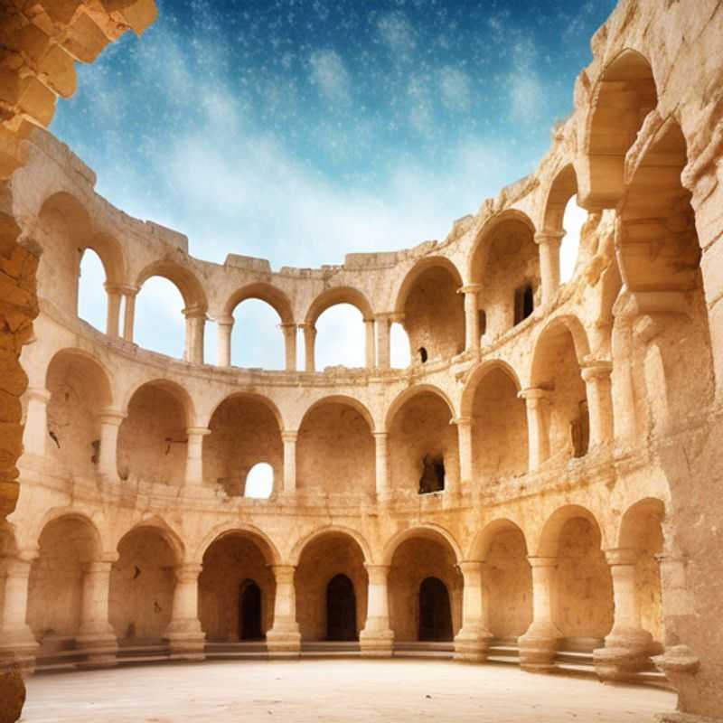 Deux couples, voyageurs de longue date, admirent la majesté de l'amphithéâtre d'El Djem, en Tunisie, lors de leur escapade hivernale de cinq jours.