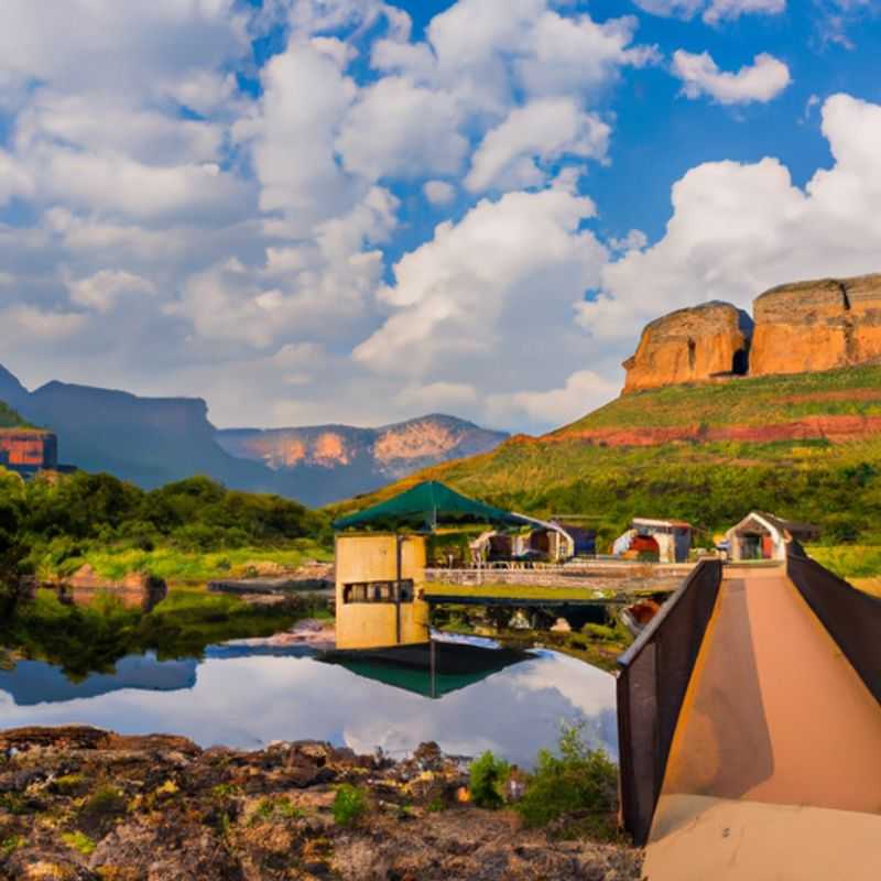 Six intrepid travelers admire the breathtaking panorama of Blyde River Canyon, South Africa, a natural wonder renowned for its sheer cliffs and cascading waterfalls. Captured during their 24-hour fall adventure, this image encapsulates the group's awe at the canyon's geological marvels.