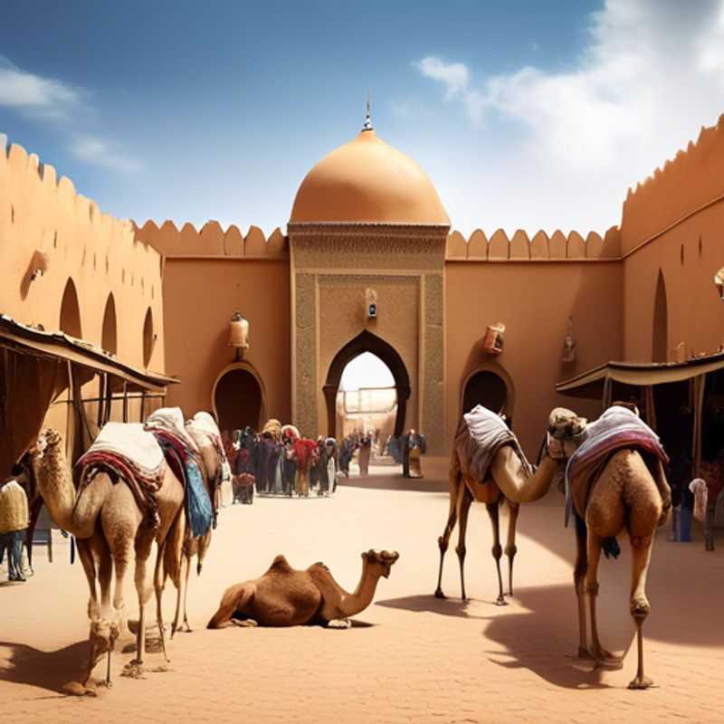 Le marché aux chameaux de Guelmim, Maroc : une scène animée et colorée au cœur du sud marocain.