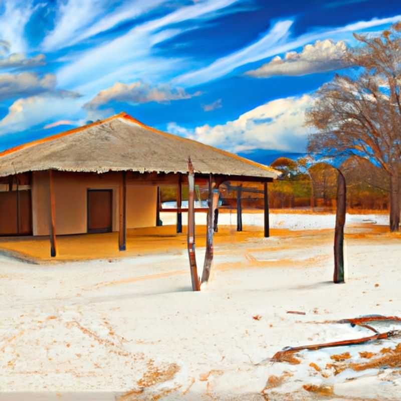 A group of six adventurers traverse the vast expanse of Makgadikgadi Pans in Botswana during a 5-day winter expedition, surrounded by otherworldly salt flats and the boundless African sky.