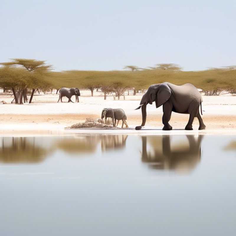 Deux couples de voyageurs de luxe contemplant avec émerveillement les paysages sauvages et majestueux de l'Etosha National Park, en Namibie, lors de leur escapade estivale.