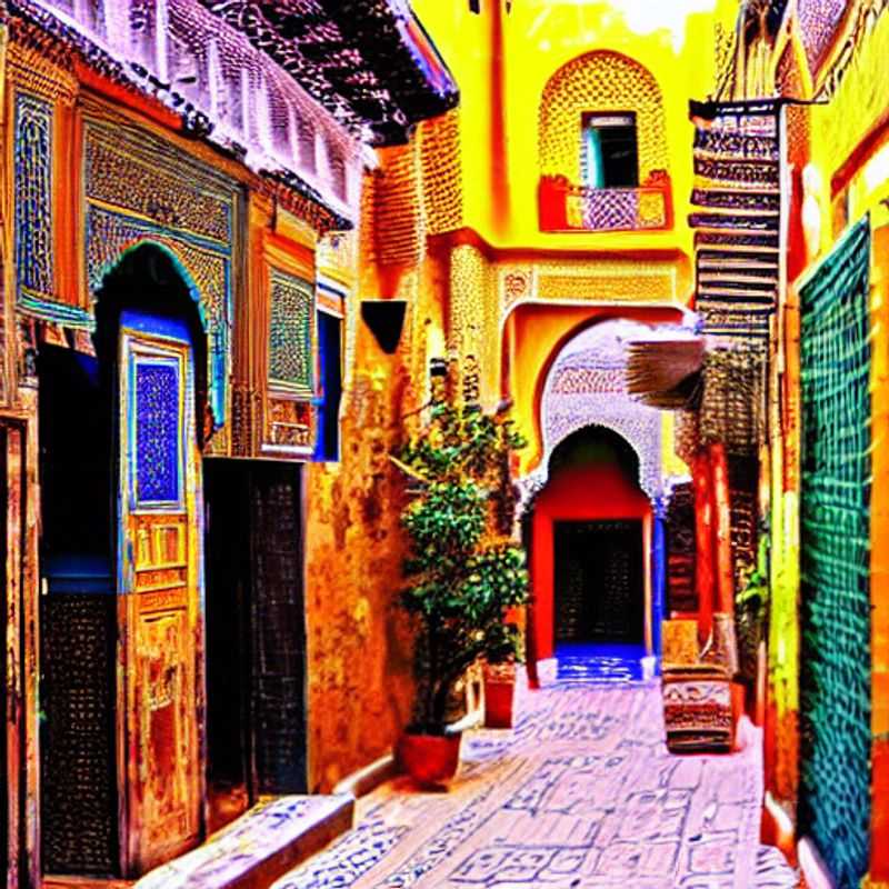 Navigating the vibrant and intricate alleyways of the Fez Medina, Morocco: A visual guide highlighting the importance of staying aware of your surroundings for safe exploration.