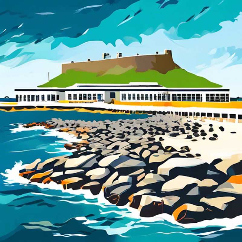 Robben Island, Afrique du Sud : Vue de l'île et de ses bâtiments historiques, témoignage poignant de l'histoire de la lutte contre l'apartheid.