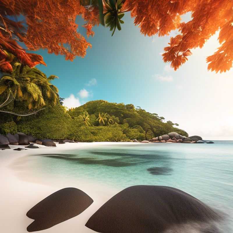 The Weekend Traveler stands in awe before the lush, verdant hills and turquoise waters of Mahé Island, Seychelles, a tropical paradise that unfolds its secrets to the intrepid solo explorer during the enchanting autumn season.