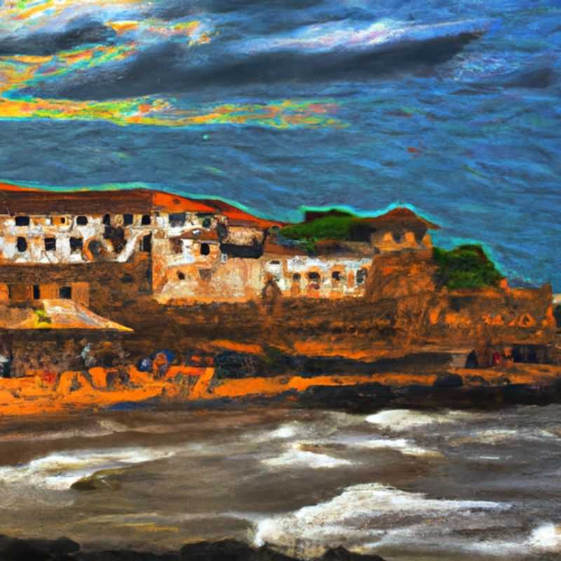 Six adventurers stand before the imposing Elmina Castle in Ghana, a somber reminder of the transatlantic slave trade. Their 2-week journey between summer and fall immerses them in the poignant history and cultural heritage of this UNESCO World Heritage Site.