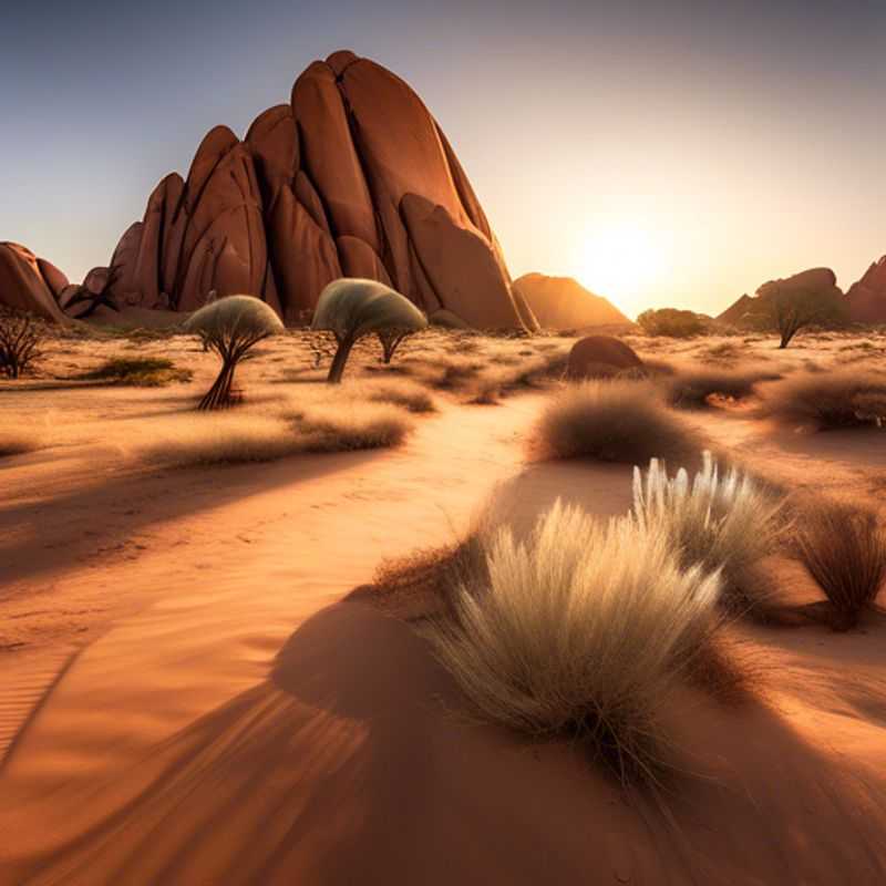 Les monolithes granitiques spectaculaires de Spitzkoppe, Namibie, sous un ciel immense et envoûtant.